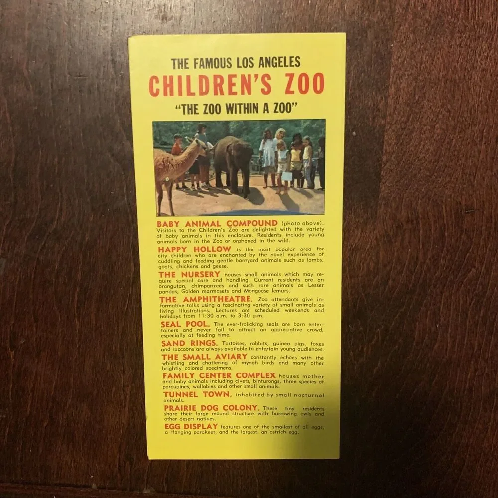 Vintage Los Angeles Zoo Travel Guide Brochure California‎ Pamphlet